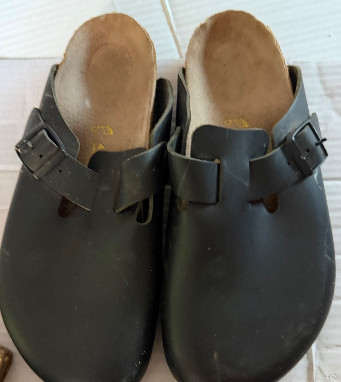 Vintage Birkenstock Boston Black Leather Clogs Mules EU 41 Reg