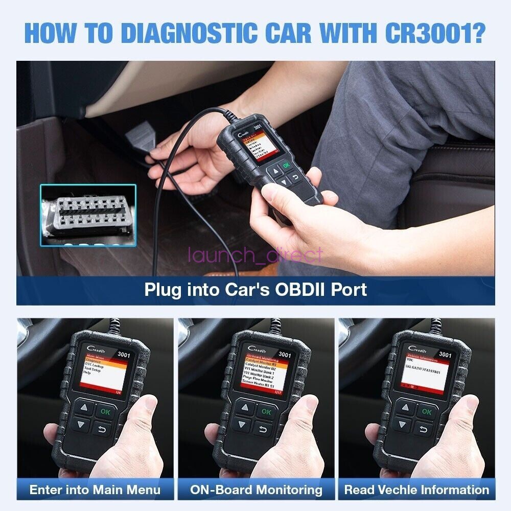 LAUNCH CR3001 OBD2 Scanner Code Reader Check Engine Light Auto Diagnostic Tool**