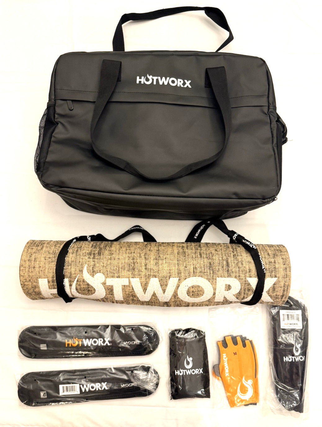 HOTWORX Workout Kit Bundle Yoga Mat Gym Bag Bands Gloves Sliders Fitness Set