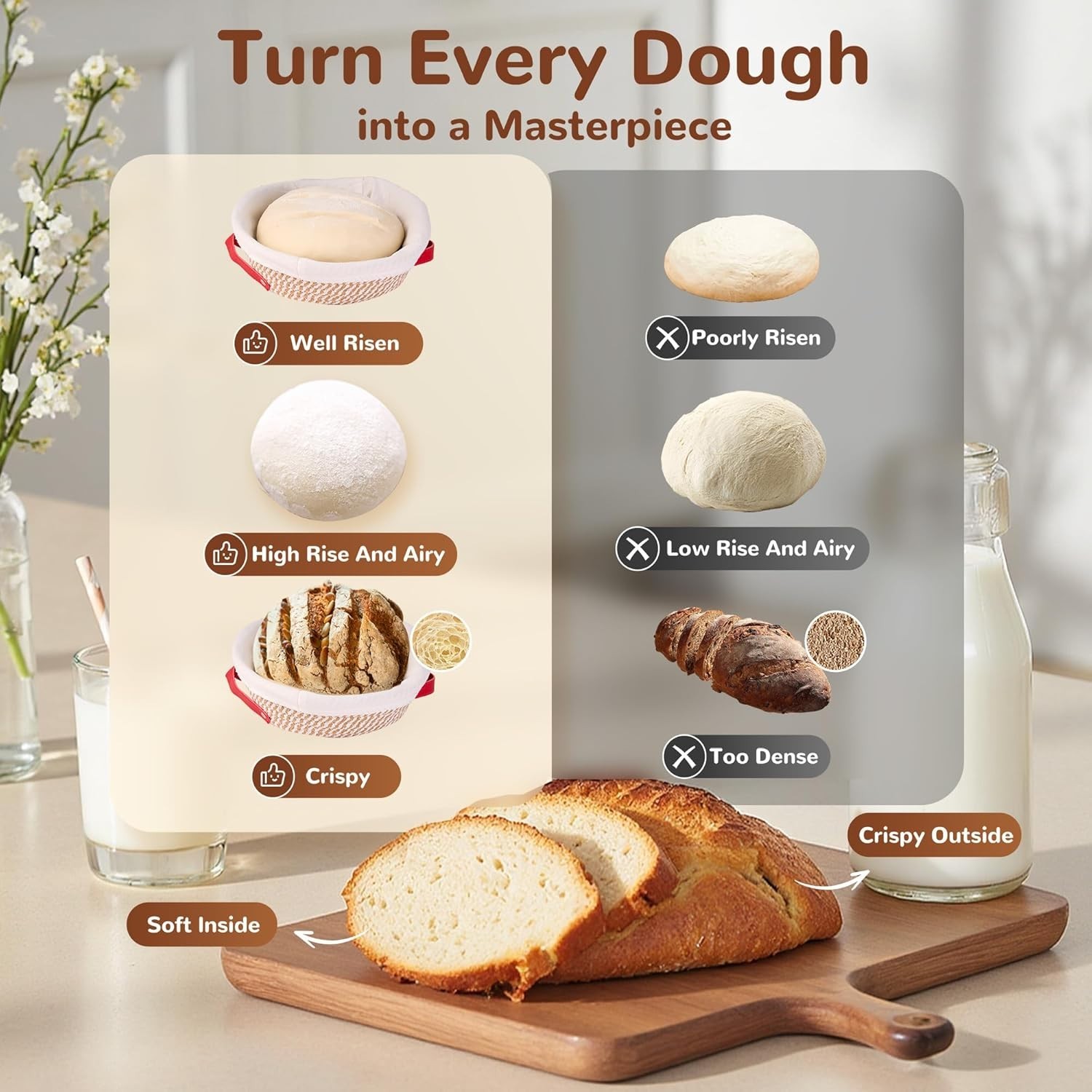 Sourdough Starter Kit Bread Baking Supplies | Proofing Basket Jar Tools Set