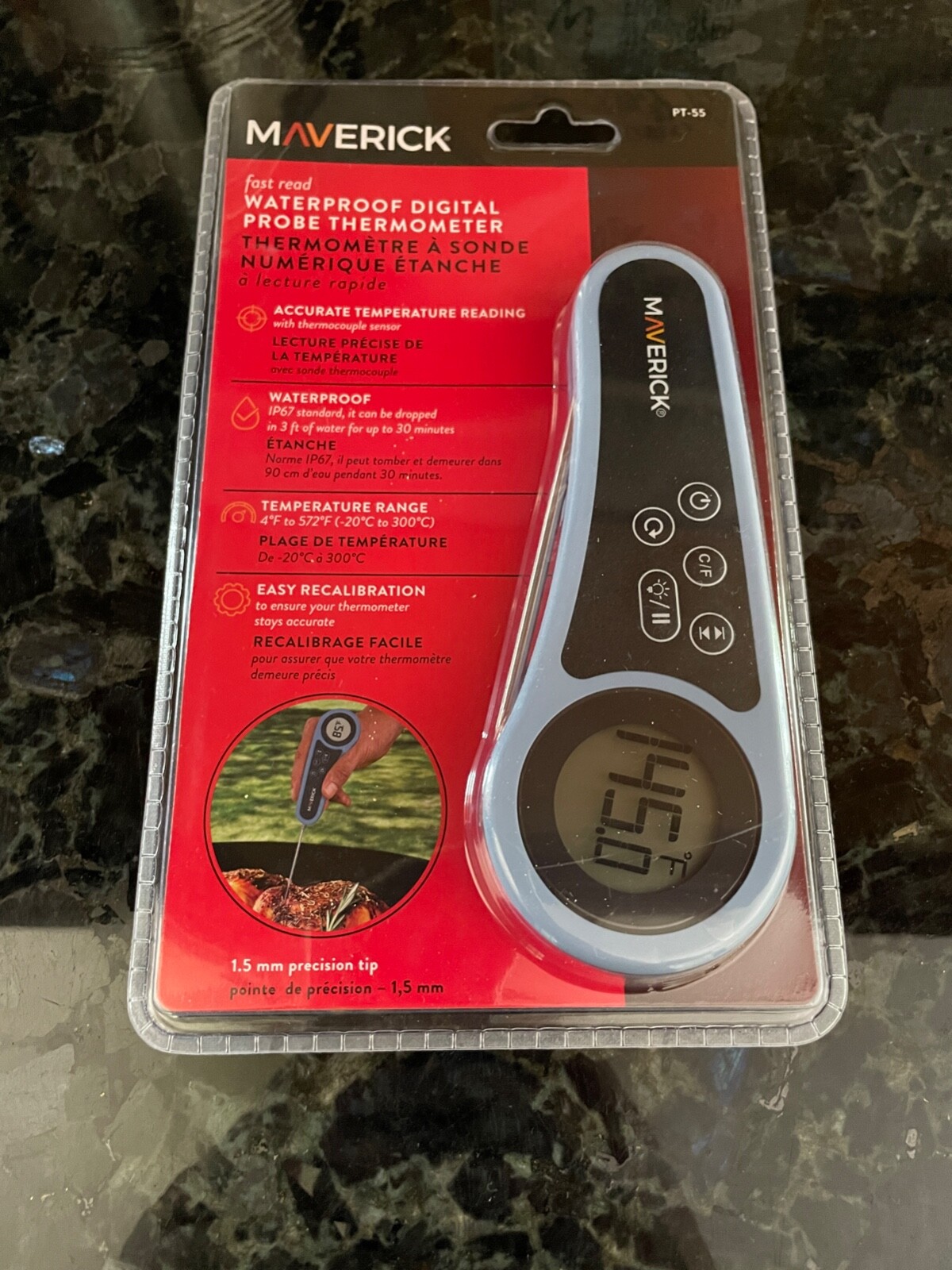Maverick Waterproof Digital Probe Meat Thermometer PT-55 -NIB
