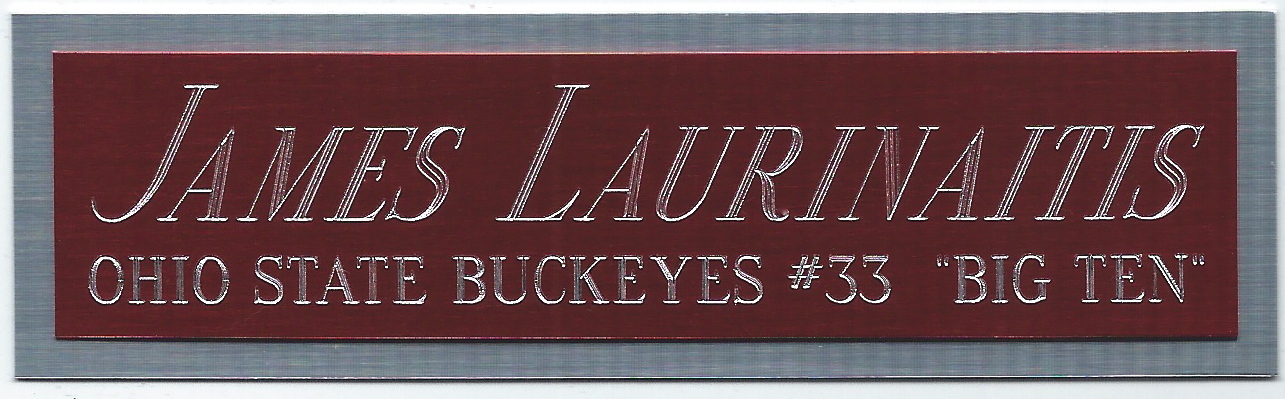 JAMES LAURINAITIS OSU NAMEPLATE AUTOGRAPHED SIGNED Football-HELMET-JERSEY-PHOTO