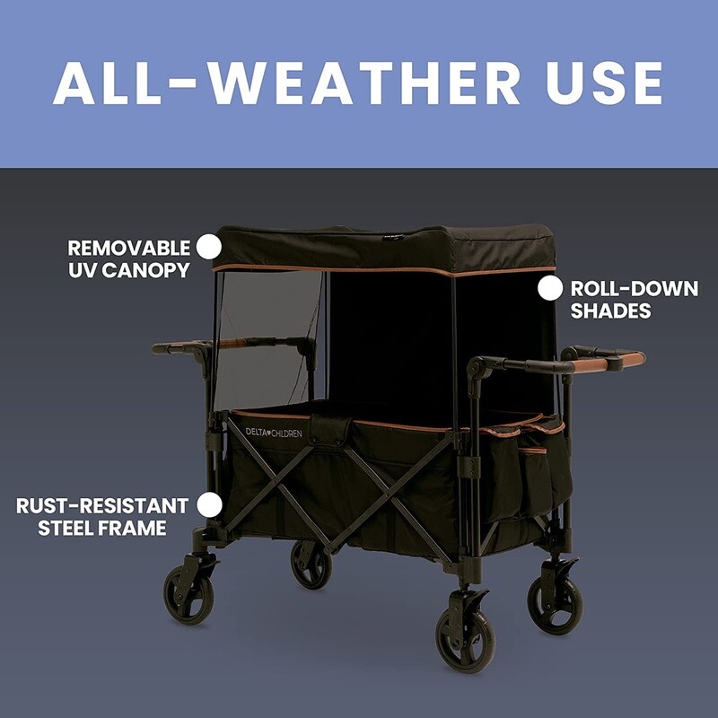 Hercules Stroller Wagon 2 Kids Portable All Terrain Foldable Push Pull Handles