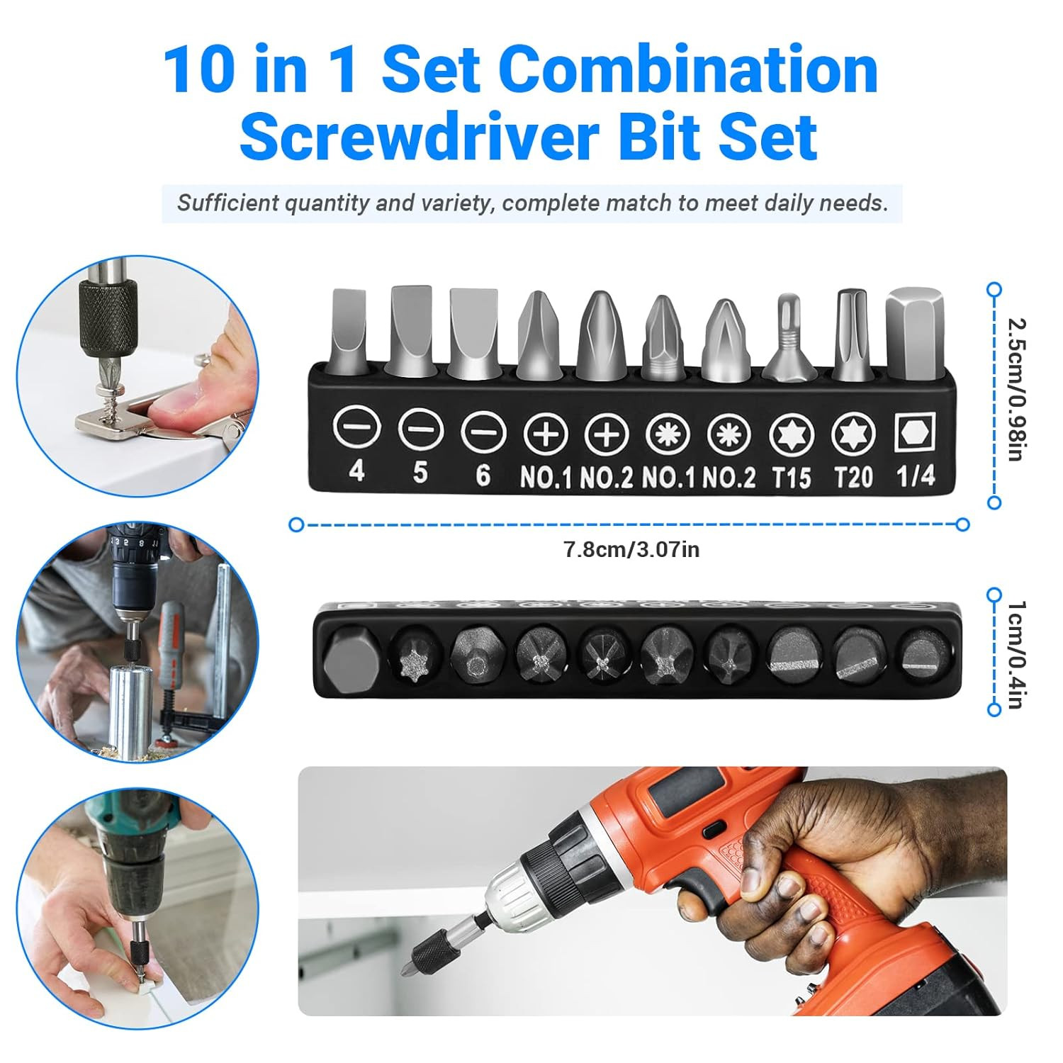 Flexible Drill Bit Extension Set 19Pcs, Hex Shank 105°Right Angle Drill Attachme