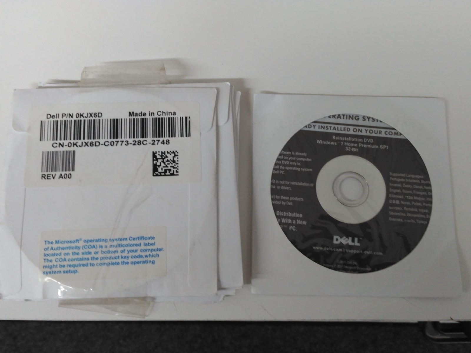 Dell Windows 7  Home Premium 32 Bit Reinstallation SP1 DVD Disc SEALED