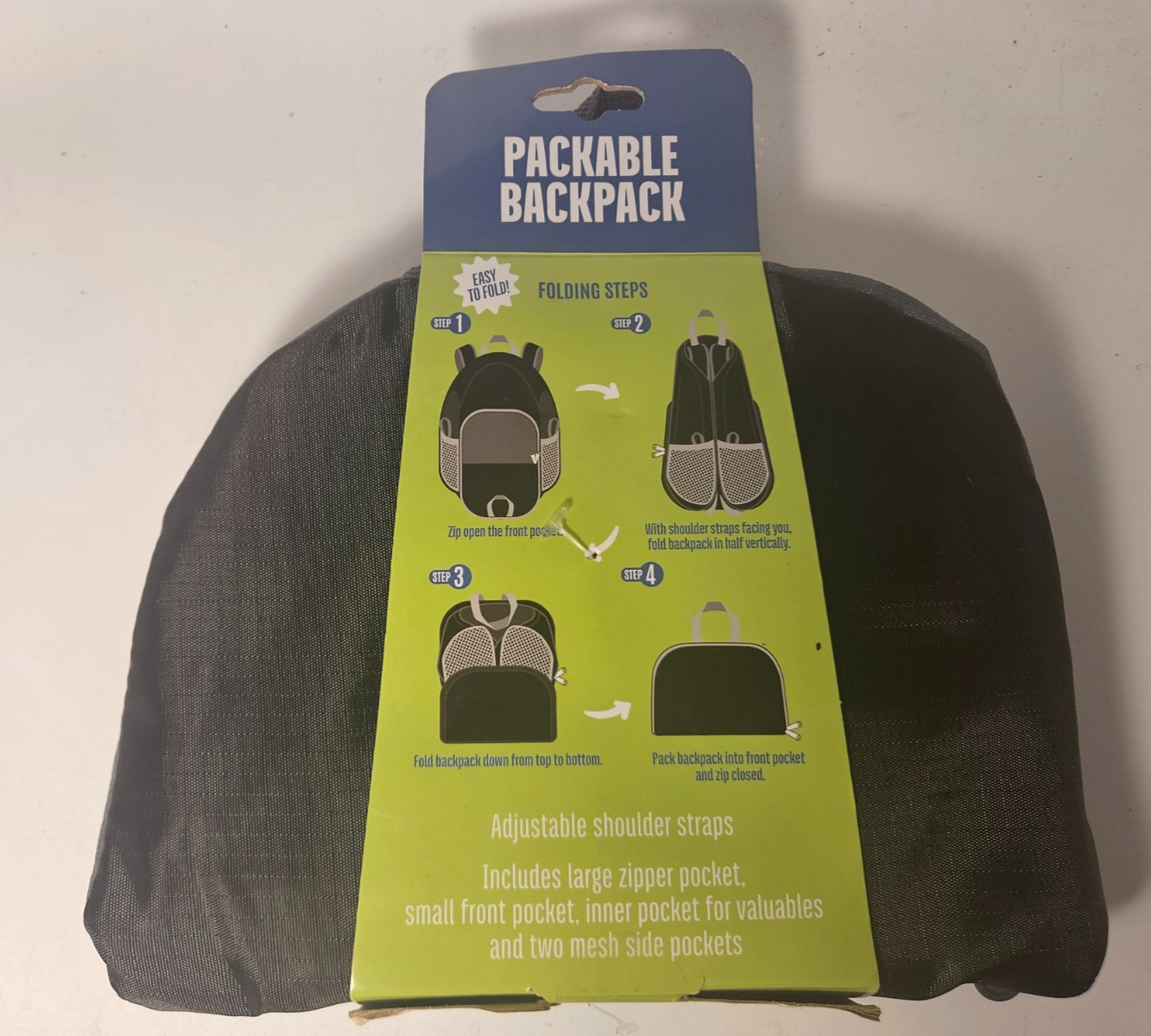 Lightweight Packable Foldable Outdoor Folding Backpack Travel Hike Black