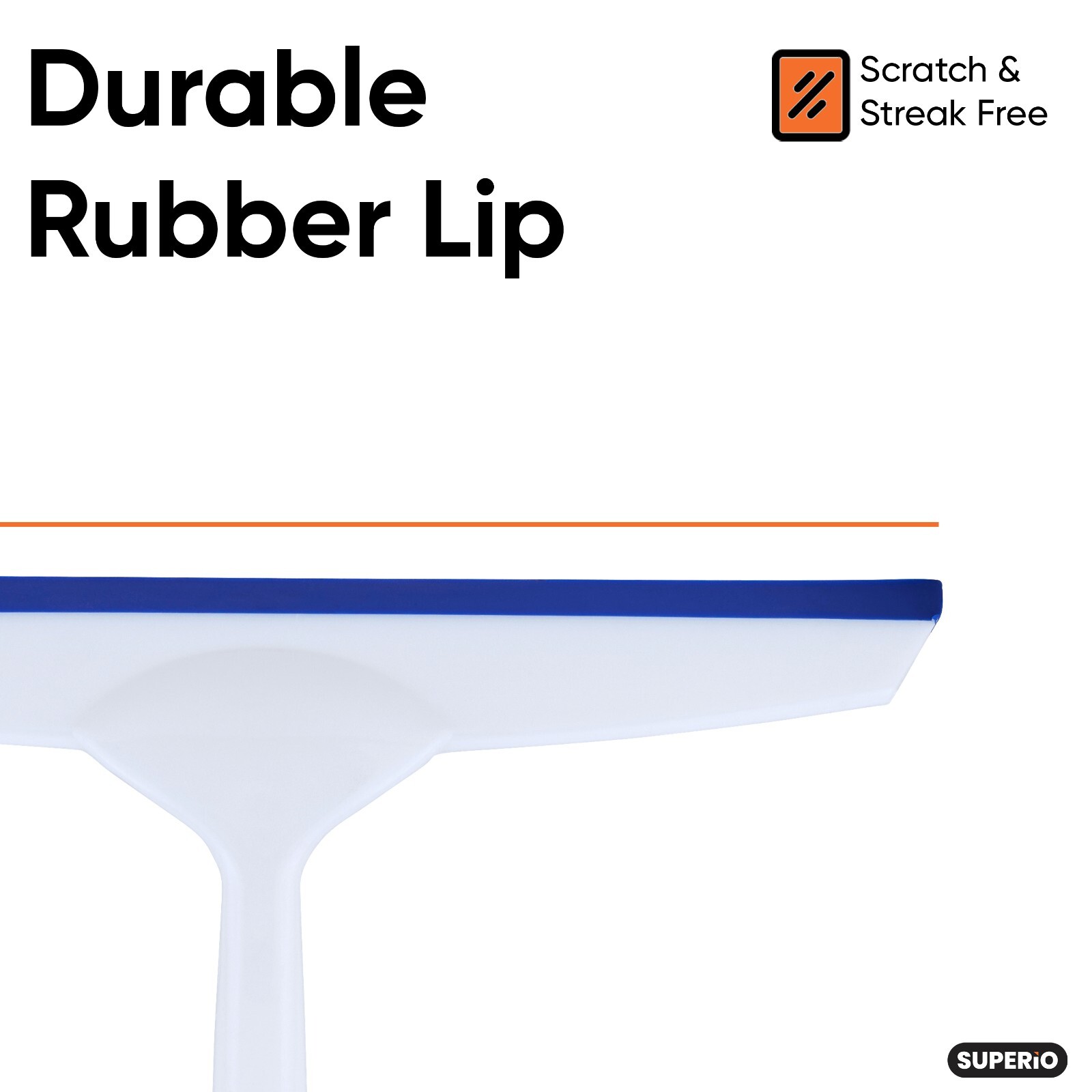 Superio 10" Window Rubber Squeegee with Hanging Loop, 2 pack Blue and Grey