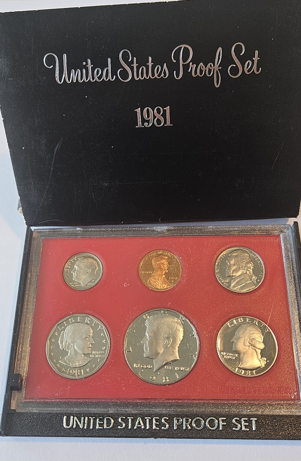 1981 Proof Set Kennedy, Lincoln, Roosevelt, Jefferson, Susan B. Anthony