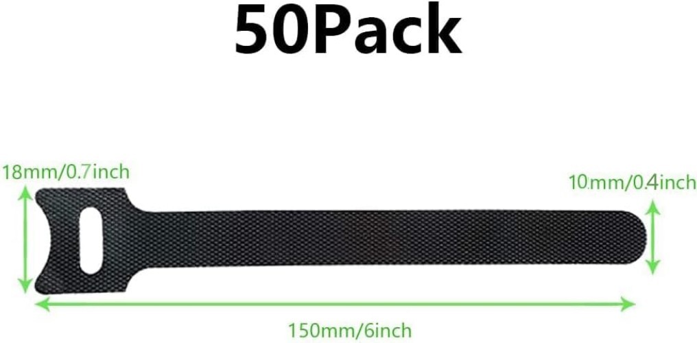 High-Quality 6-Inch Reusable Cable Ties - 50 Count Black Wire Management Straps
