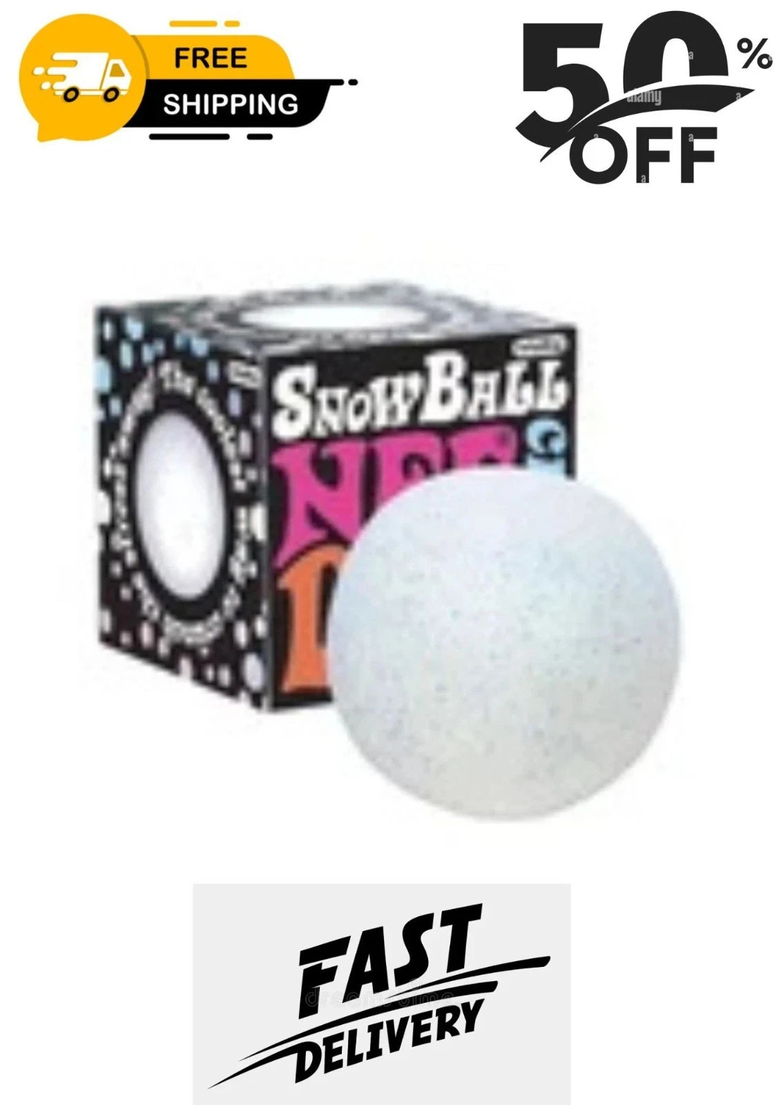 NeeDoh Snow Ball Crunch Stress Relief Sensory Fidget Squishy Toy Kids Adults
