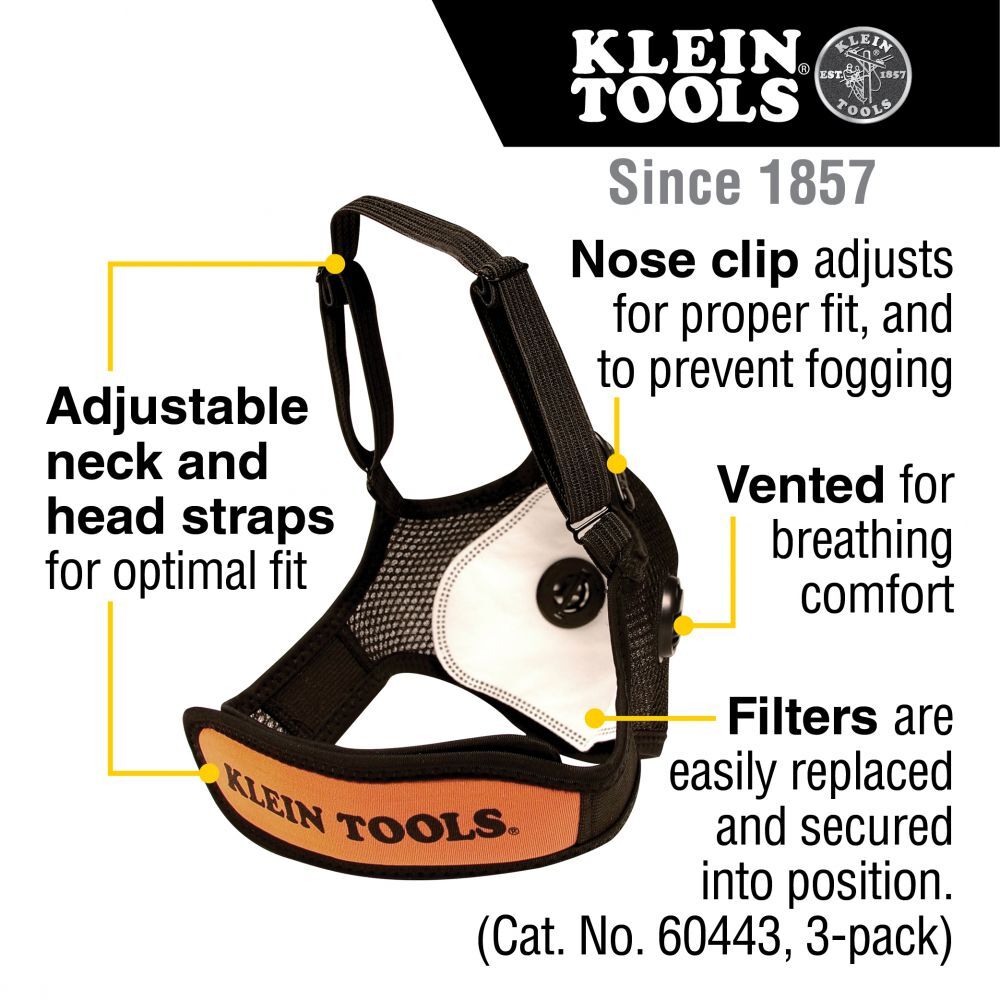 Klein Tools 60442 Reusable Face Mask with Replaceable Filters