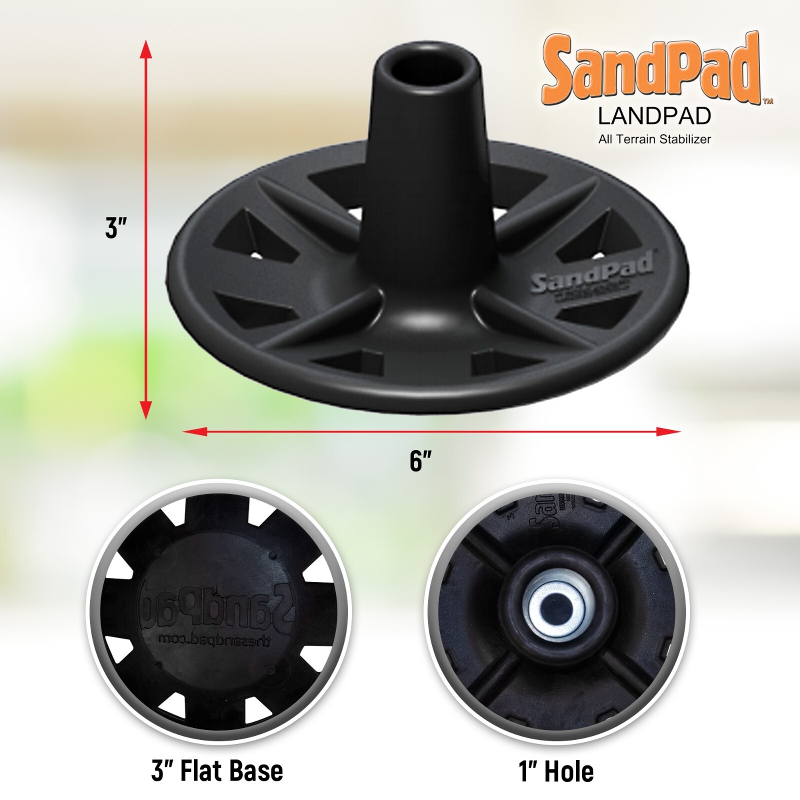 SandPad LandPad All Terrain Stabilizer Crutch Tips (Paired Pack)