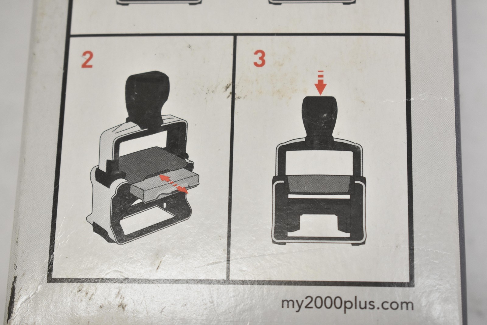 PLUS 2000 Plus Pro Series Self-Inking Date Stamp Band Shield Black Red Office