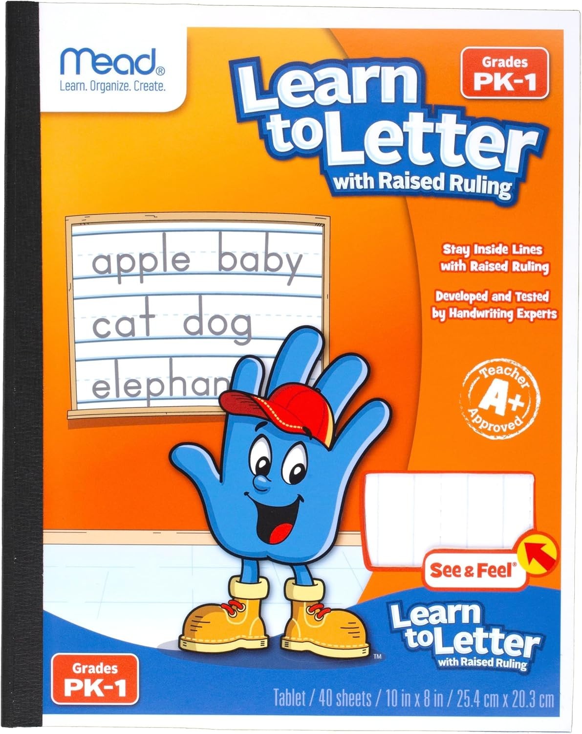 Raised Ruling Writing Pads, 4 Pack, Perfect for PK-1 Students, 40 Sheets Each