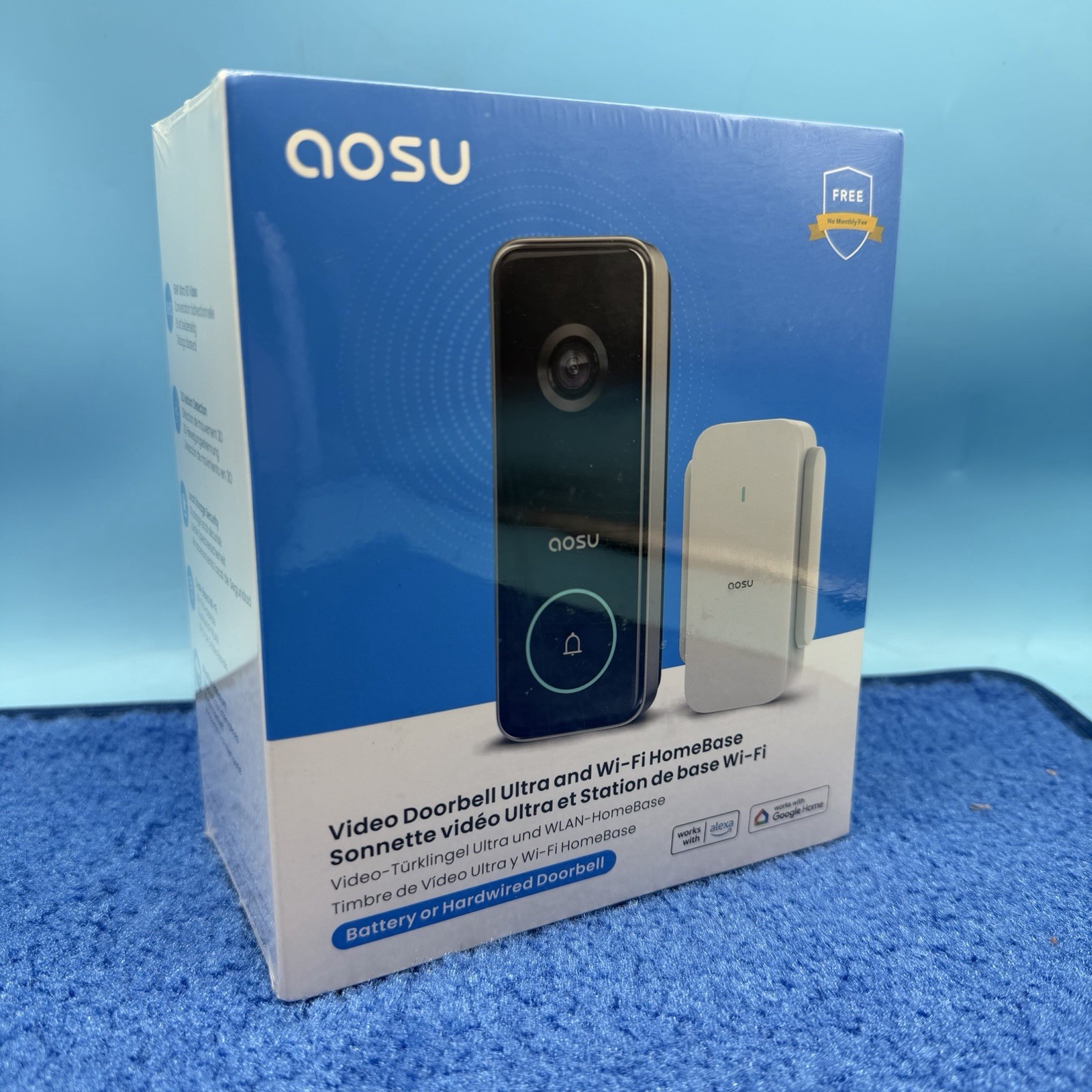 AOSU Video Doorbell Ultra and Wi-fi HomeBase- Space Gray New Sealed
