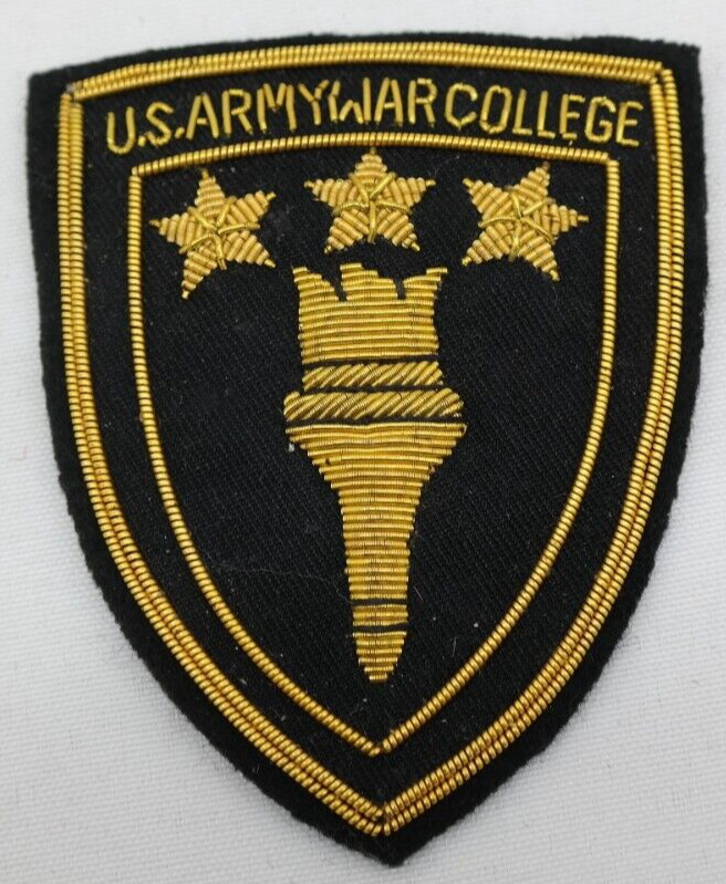 U.S. Army War College Shoulder Crest Bullion Patch Black & Gold   AL