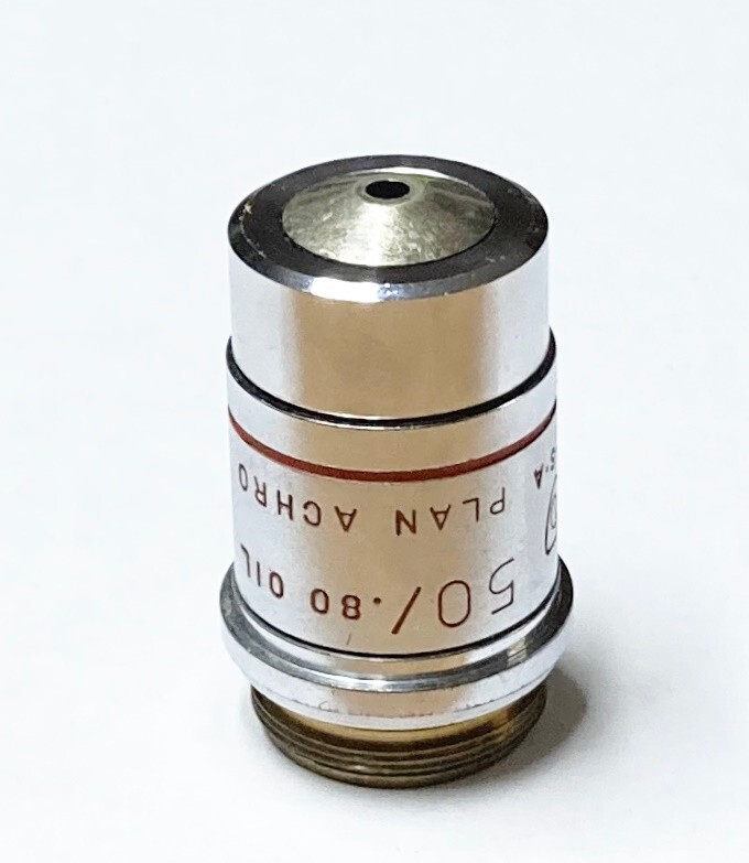 AO 1016 American Optical 50x Plan Achro Oil Iris Diaphragm Microscope Objective