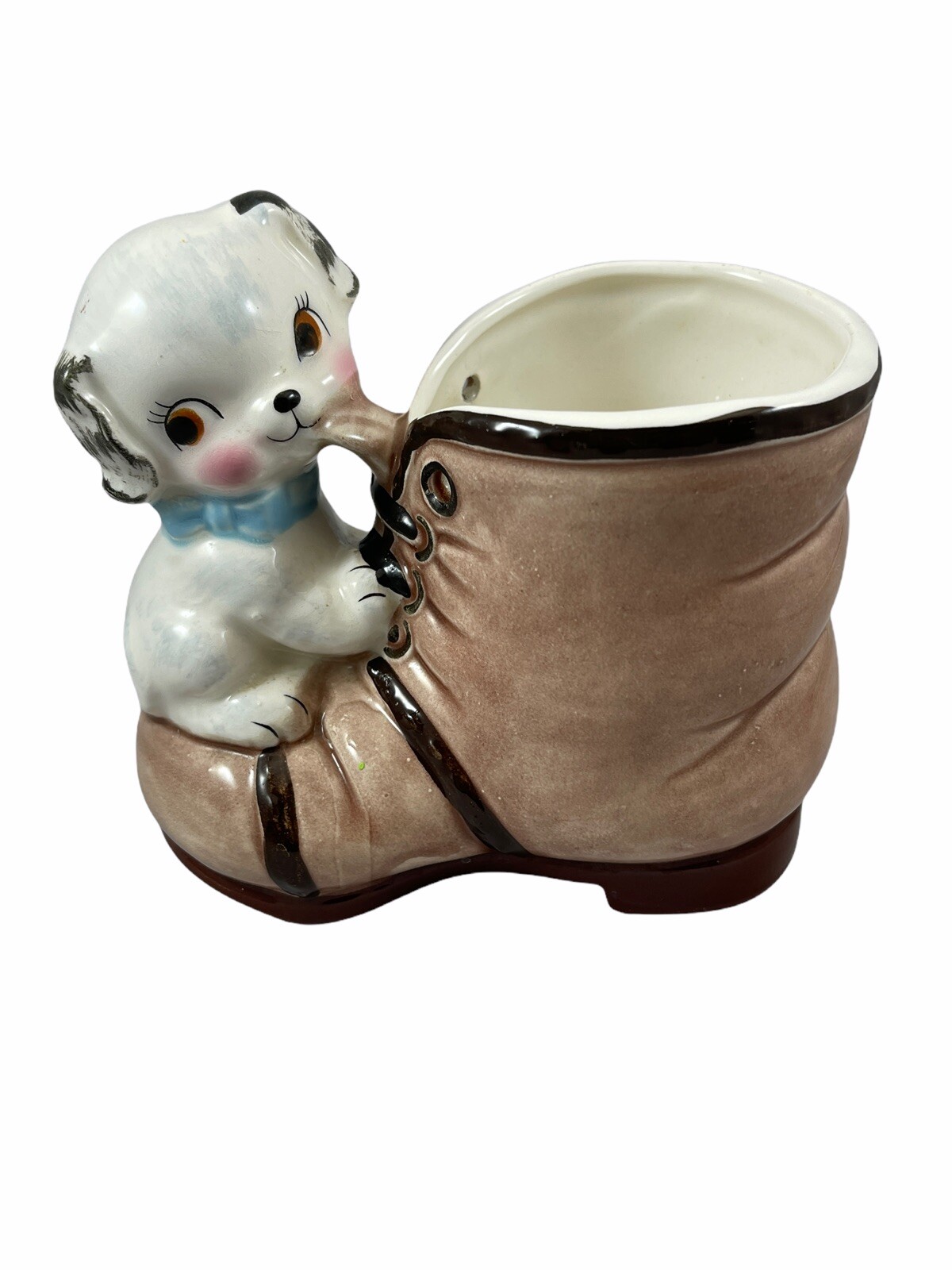 Napco Puppy Planter  Pulling On Tongue Of boot Stamped X4853 Vintage