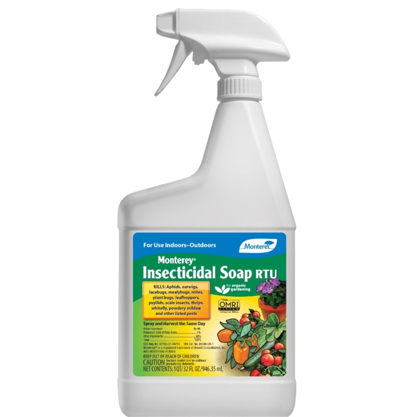 Monterey Insecticidal Soap for Organic Gardening, RTU Spray Bottle, 32 fl oz
