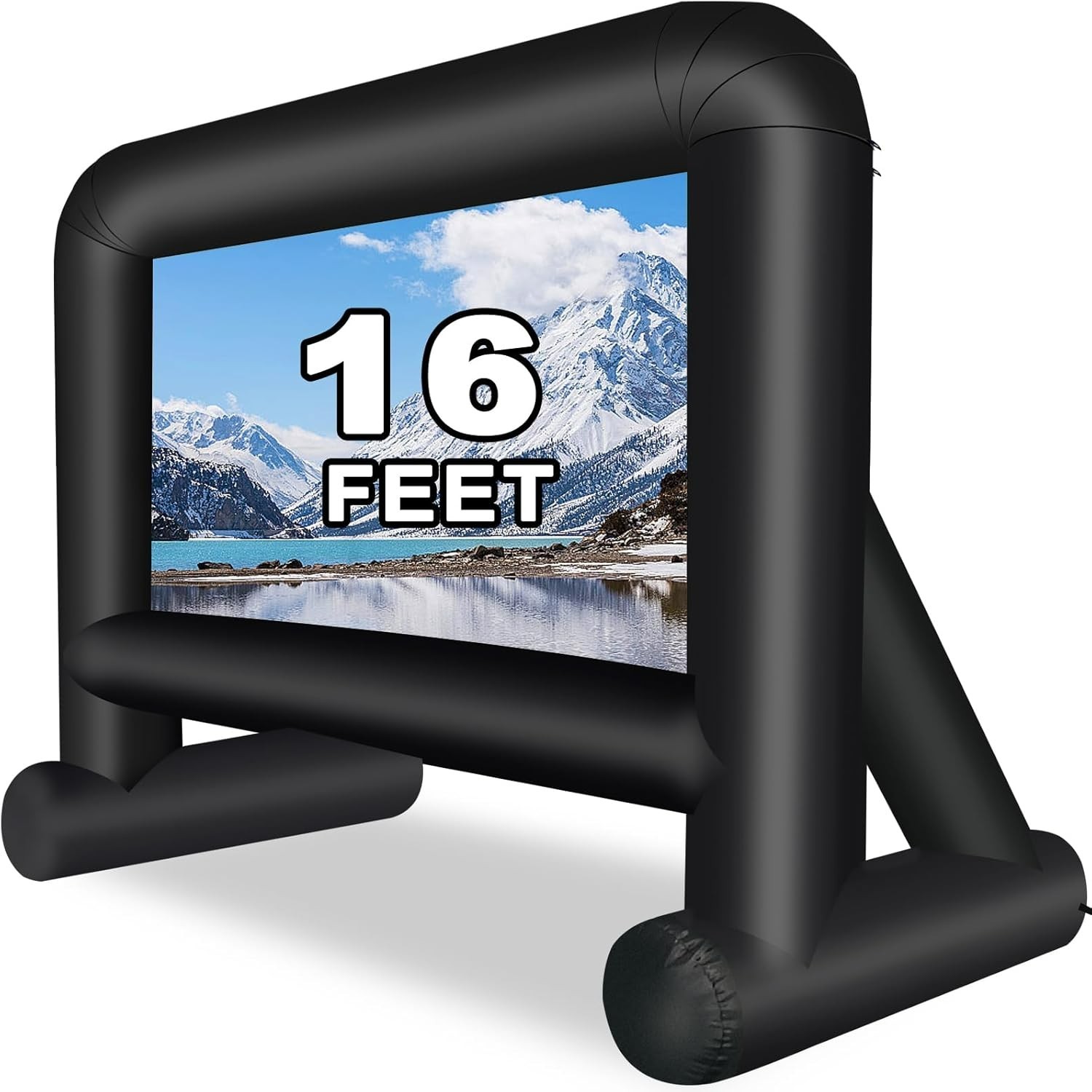 16ft Inflatable Movie Screen Outdoor Projector Screen w/ Air Blower Storage Bag