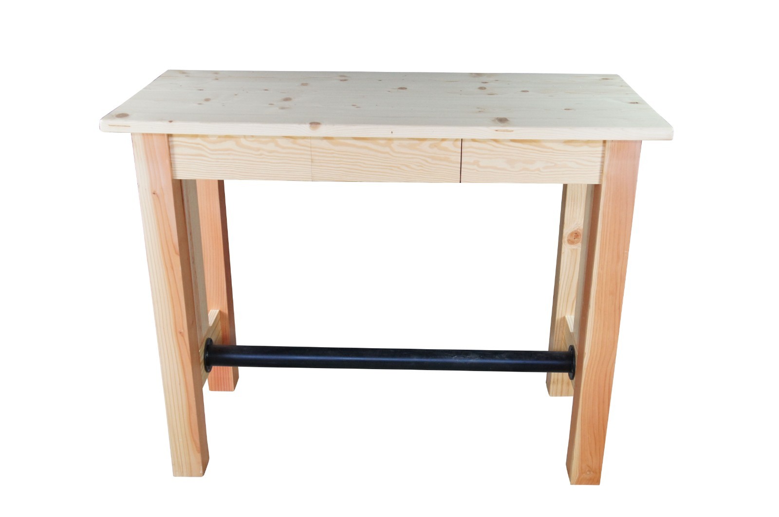Rustic Natural Pine Farmhouse Workbench Tall Desk Footrest Hall Table Console