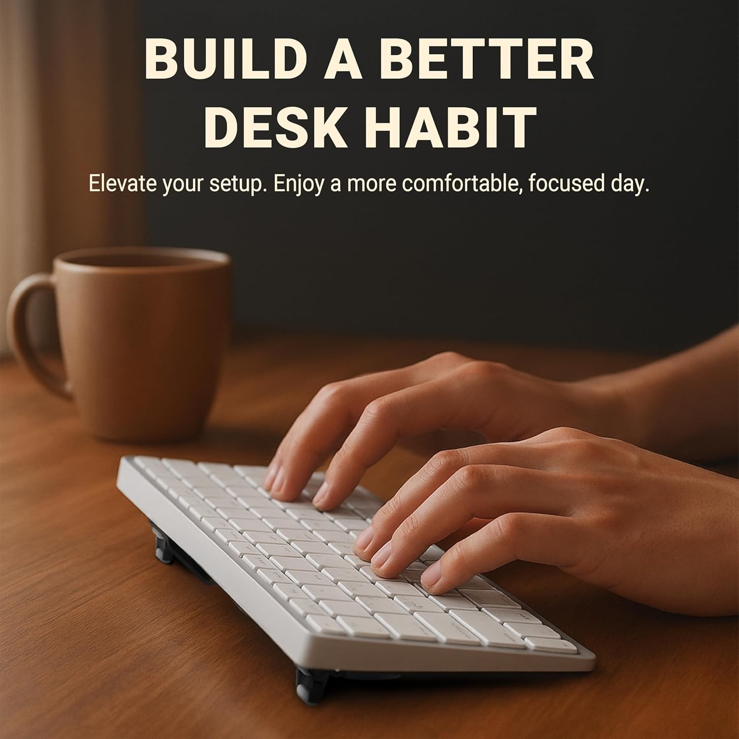 Flip Keyboard Stand for Desk, Compact Tilting Riser with Adjustable Angles