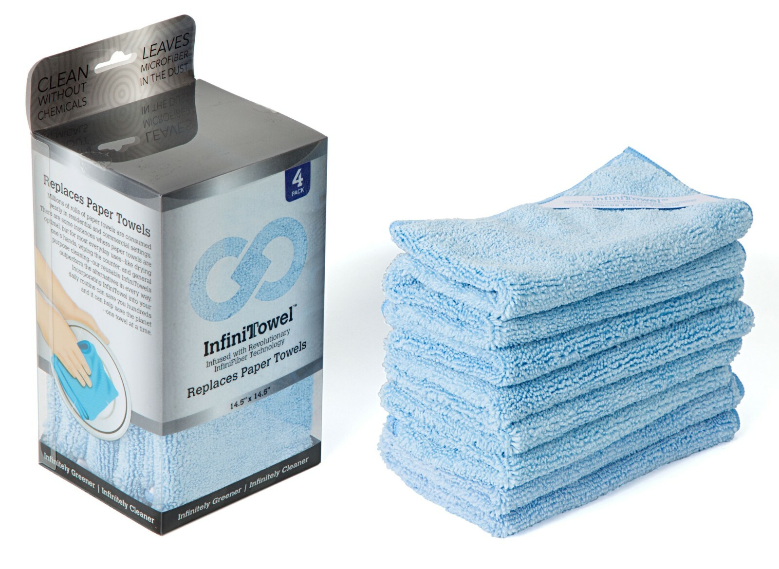 InfiniTowel® Revolutionary Eco Fiber Towel That Replaces Paper Towels, 4pk, Blue