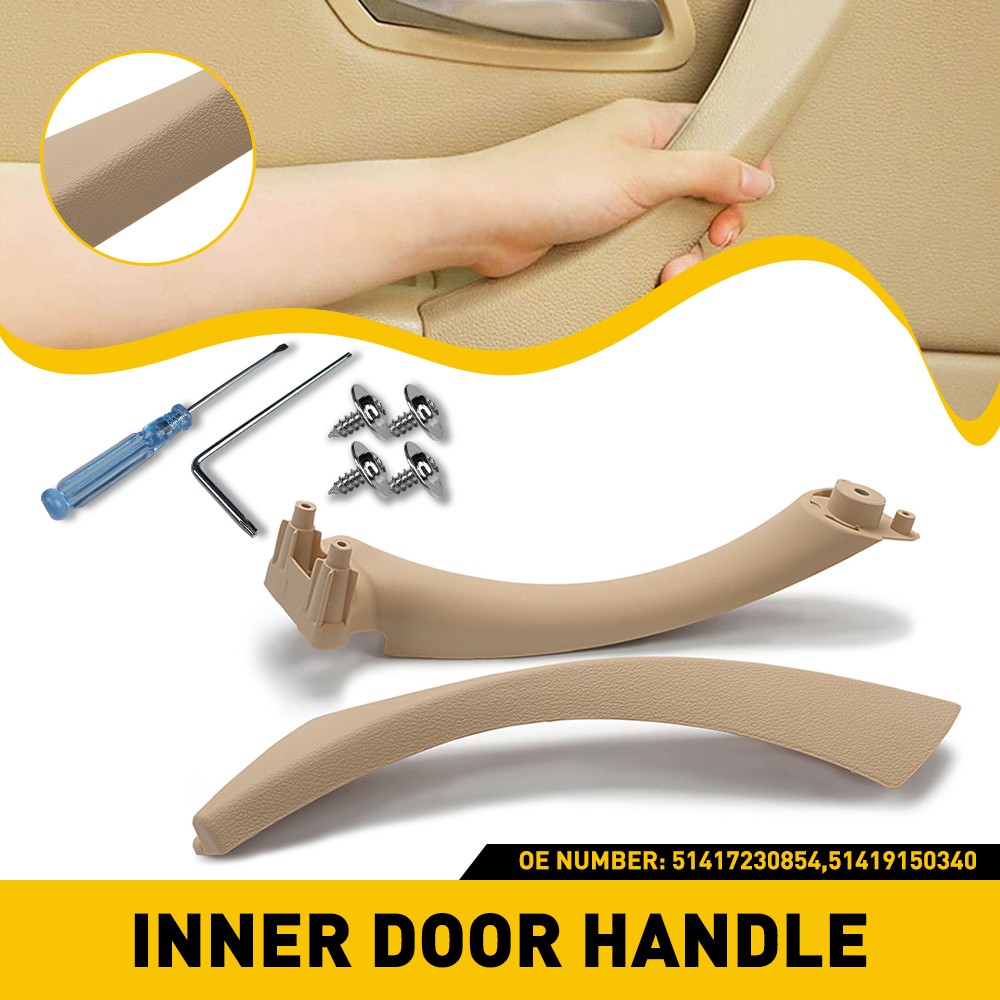 For BMW E90 328i Right side Beige Inner+Outer Door Panel Handle Pull Trim Cover