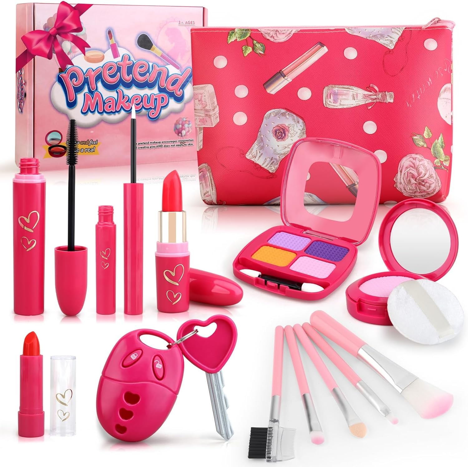 Toddler Girl Toys, Basic Pretend Makeup Kit for Girls, Kids Play Set...