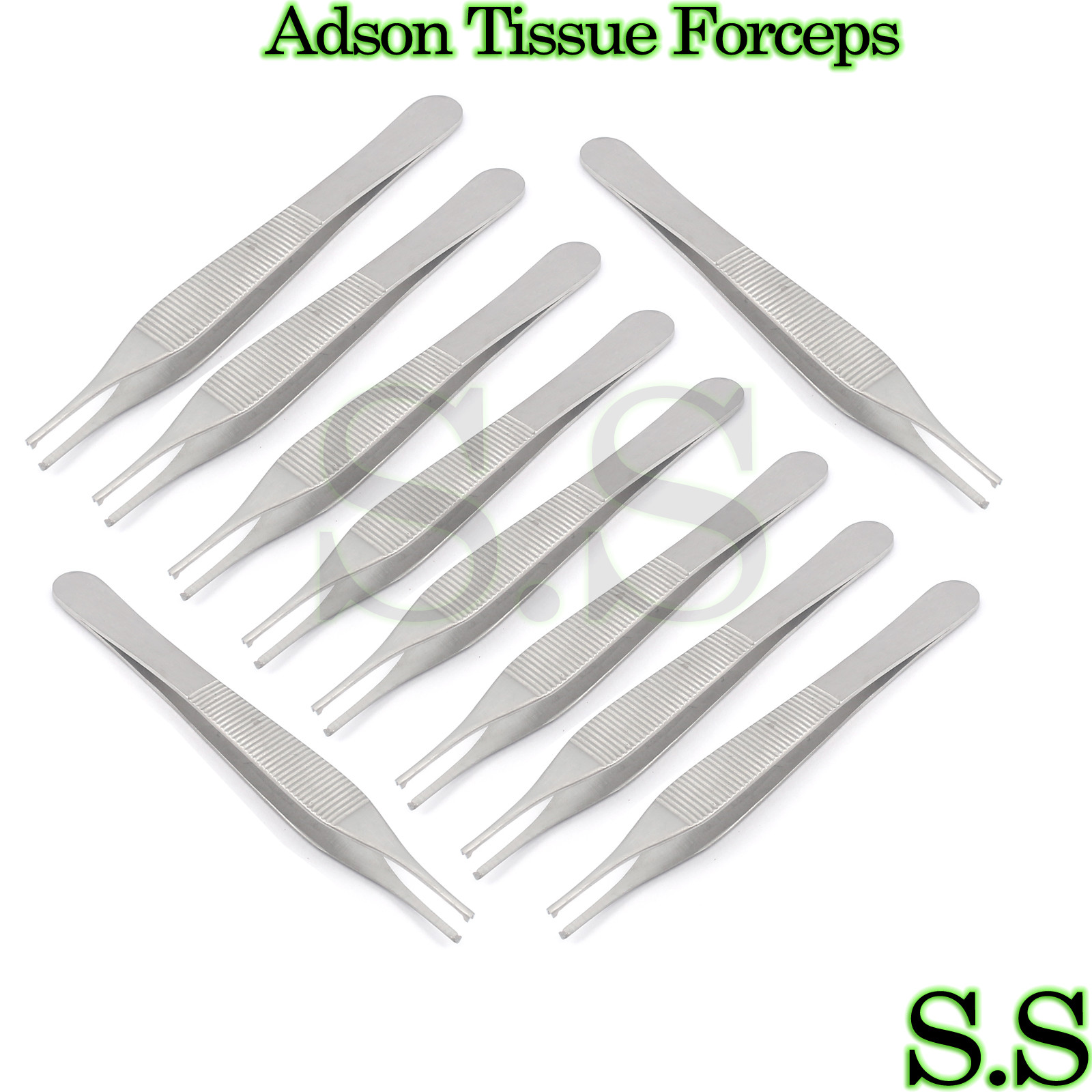 12 Adson Tissue Forceps 4.75" O.R. Grade With 1X2 TEETH