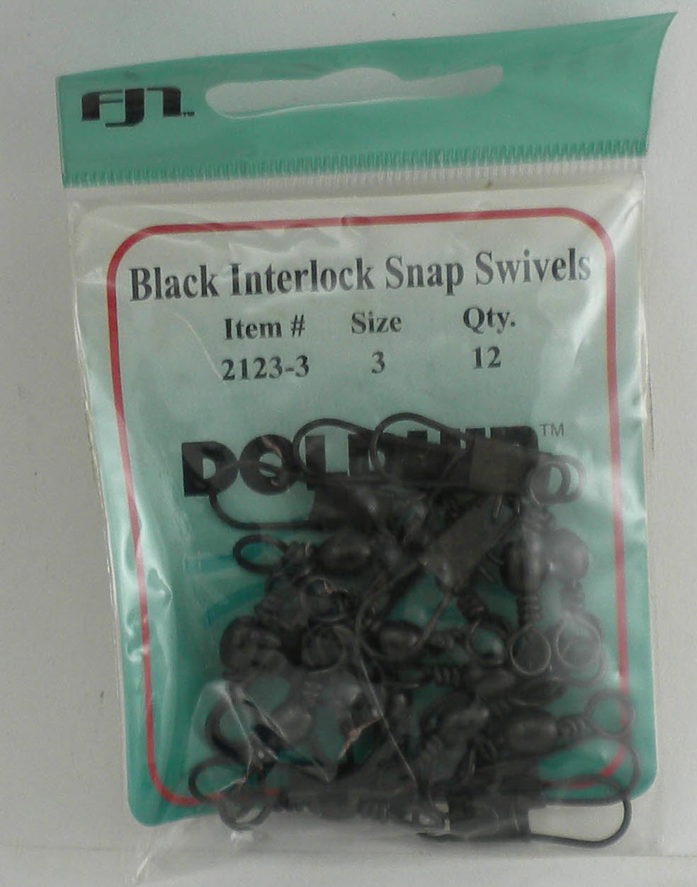 FJ Neil 2123-3 Dolphin Black Interlock Snap Swivel  12ct Size 3