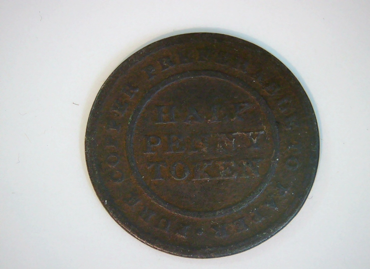 USA Half p Hard Times token (1830s) - 'Half Penny Token' type Token