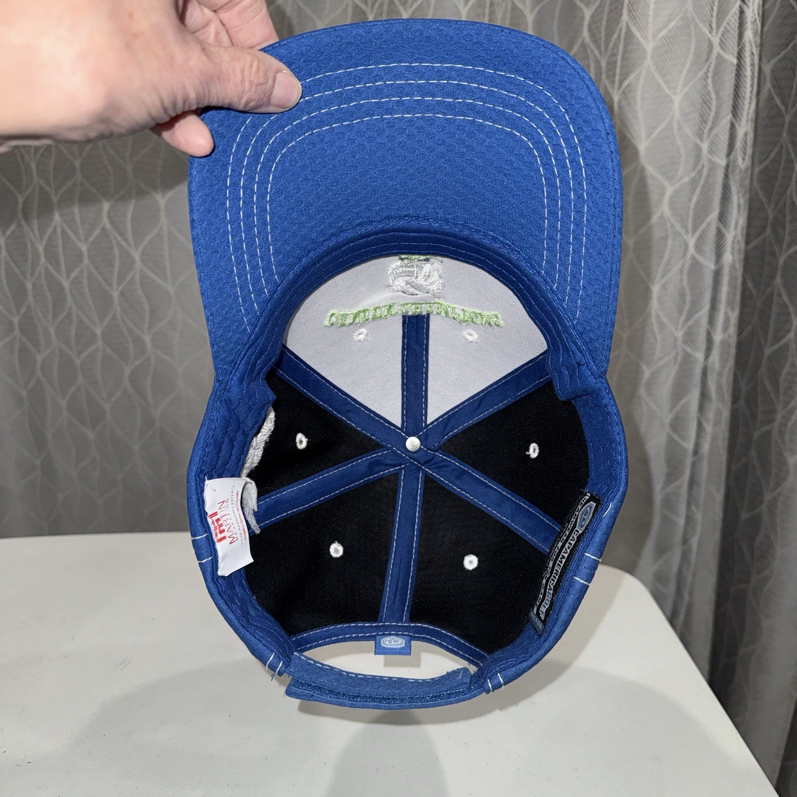 Cancun Champions Volleyball 2018 Lime Green on Royal Blue Hat Cap Hook Loop EUC