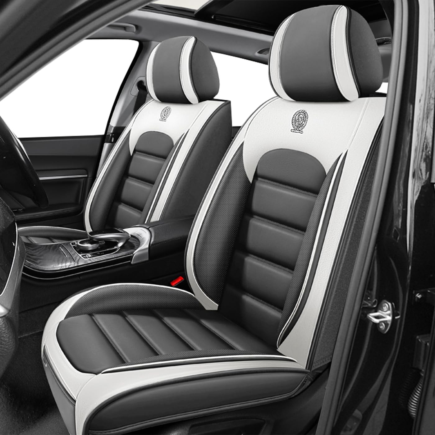 Seat Covers for GLS 450 2026 Waterproof Leather Airbag Front Set Gray White