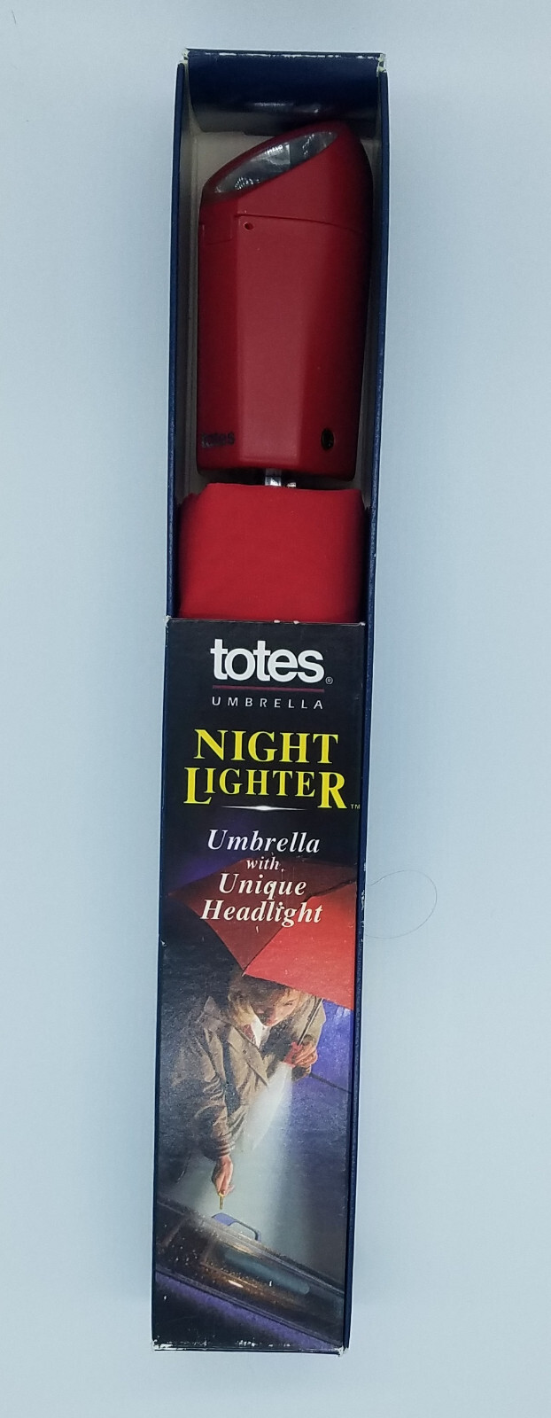 NEW Vintage Red Totes Night Lighter Umbrella With Built In Falsh Light