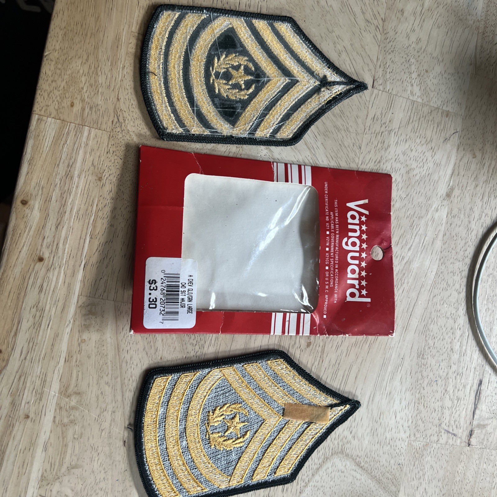 ORIGINAL U.S. ARMY FULL SIZE COMMAND SERGEANT MAJOR CHEVRONS, STRIPES
