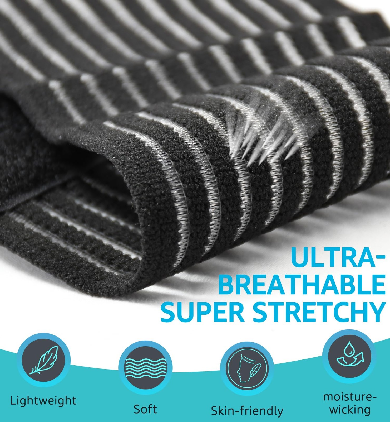 HGBOO Compression Wrist Bands (2 PCS), High-Elastic Straps Wraps Black