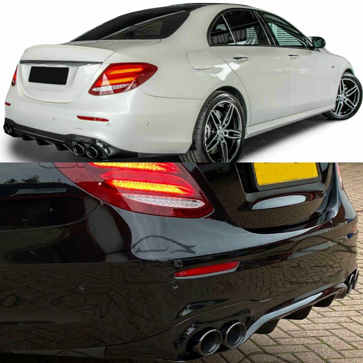 Rear Bumper Diffuser Lip W/ Exhaust Tips For 2016-2020 Benz W213 E300 E400 E43