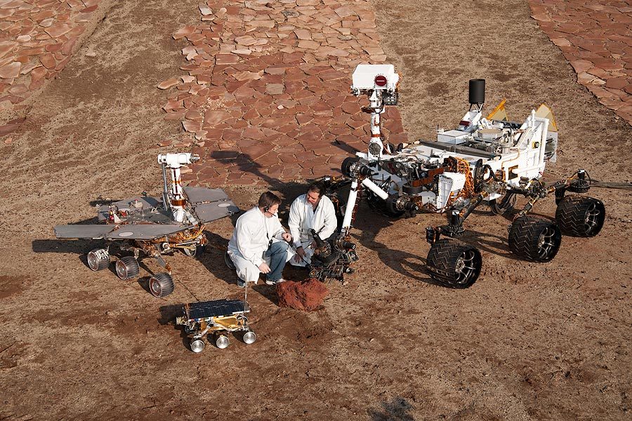 NASA ENGINEERS WITH 3 GENERATIONS OF MARS ROVERS 12x18 GLOSSY PHOTO PRINT