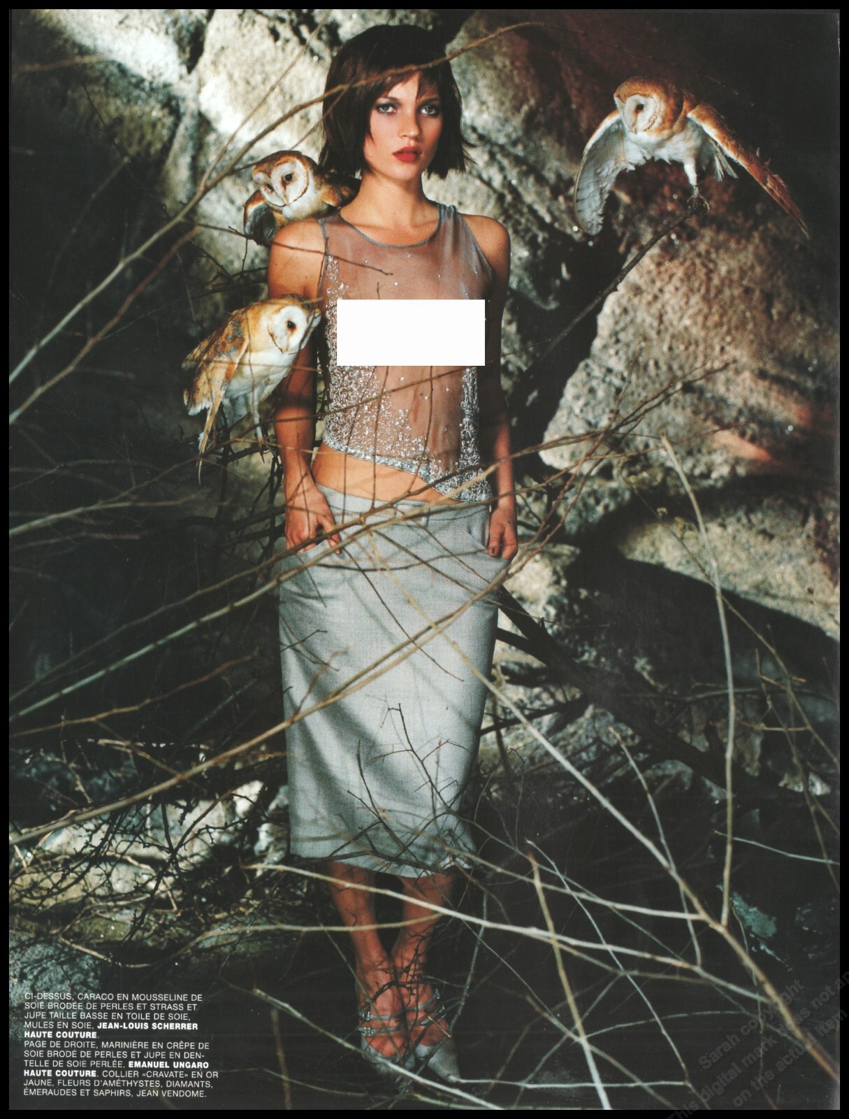 1990's High Heels Topless Through Dress Print Ad Women Fashion Long Legs-1pg