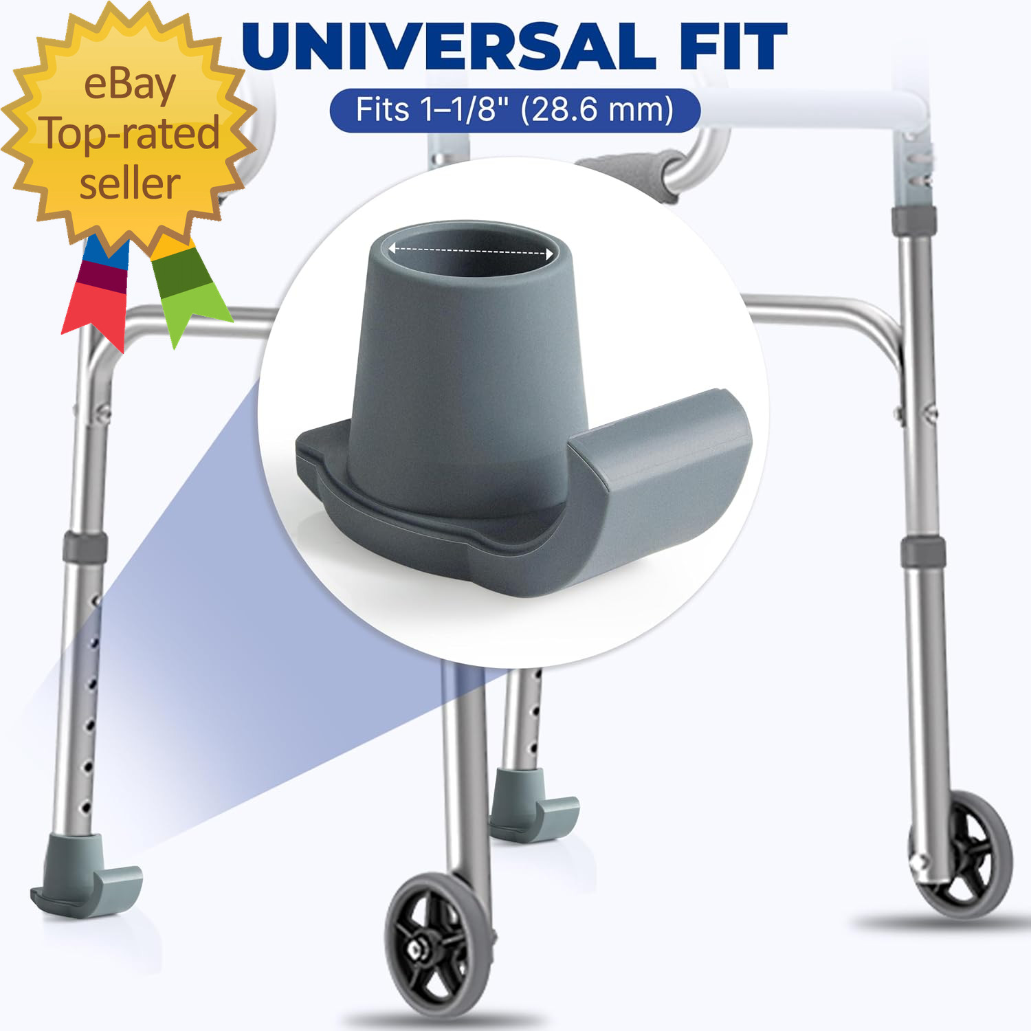 Walker Ski Glides for 1 1/8" Folding Walkers, 4 Pack Replacement Walker Glides,