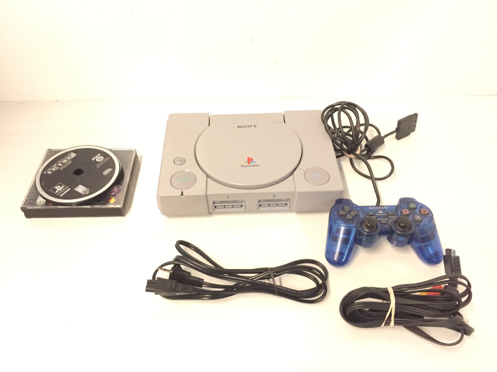 Sony PlayStation 1 PS1 Console SCPH-7501 Blue DualShock Controller 11 Games Read