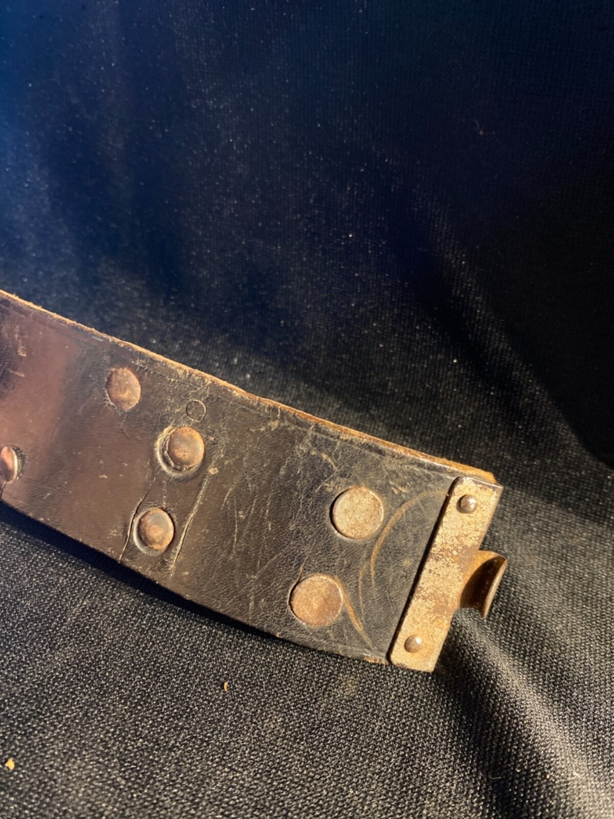WW2 German Black Leather Belt with Rare Studs