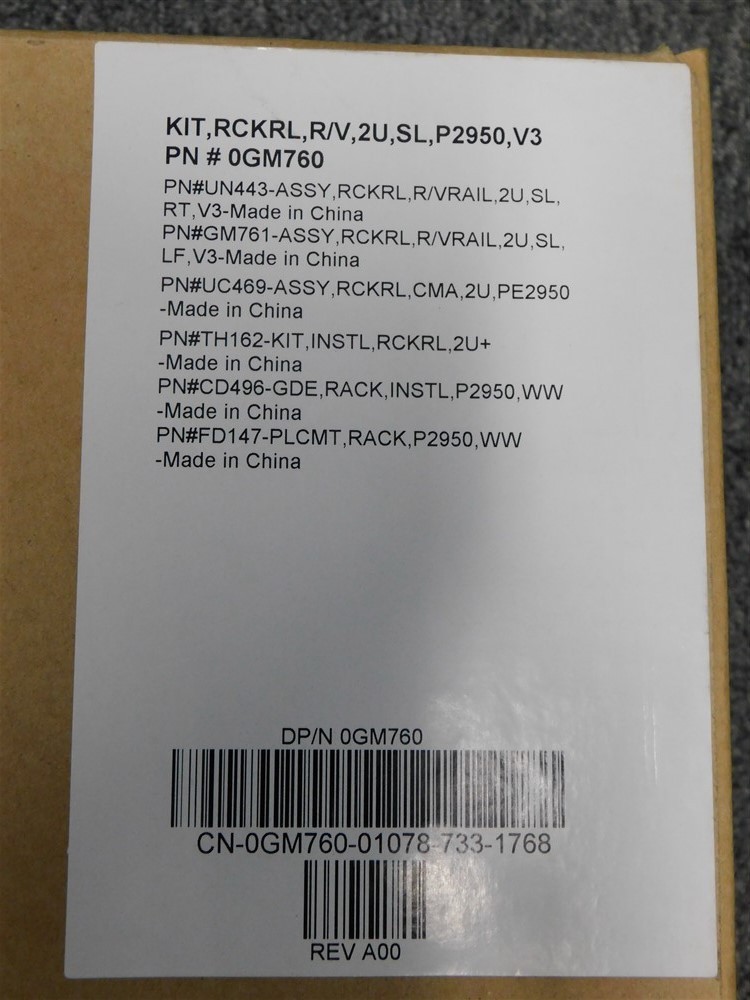 Dell 0GM760 Server Rail Kit R/V,2U,SL,P2950,V3 Right and Left Rail New in Box