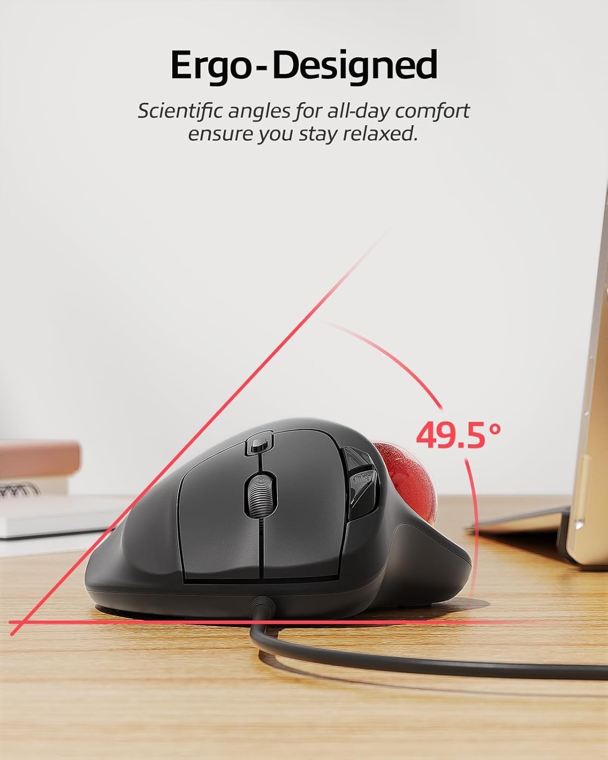 M509 Trackball Mouse Wired, Ergonomic Design, Easy Thumb Control, Precise & S...