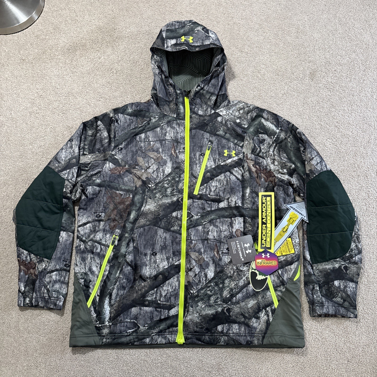 Under Armour Scent Control Camo Hooded Barrier Jacket Mossy Oak Treestand 3XL