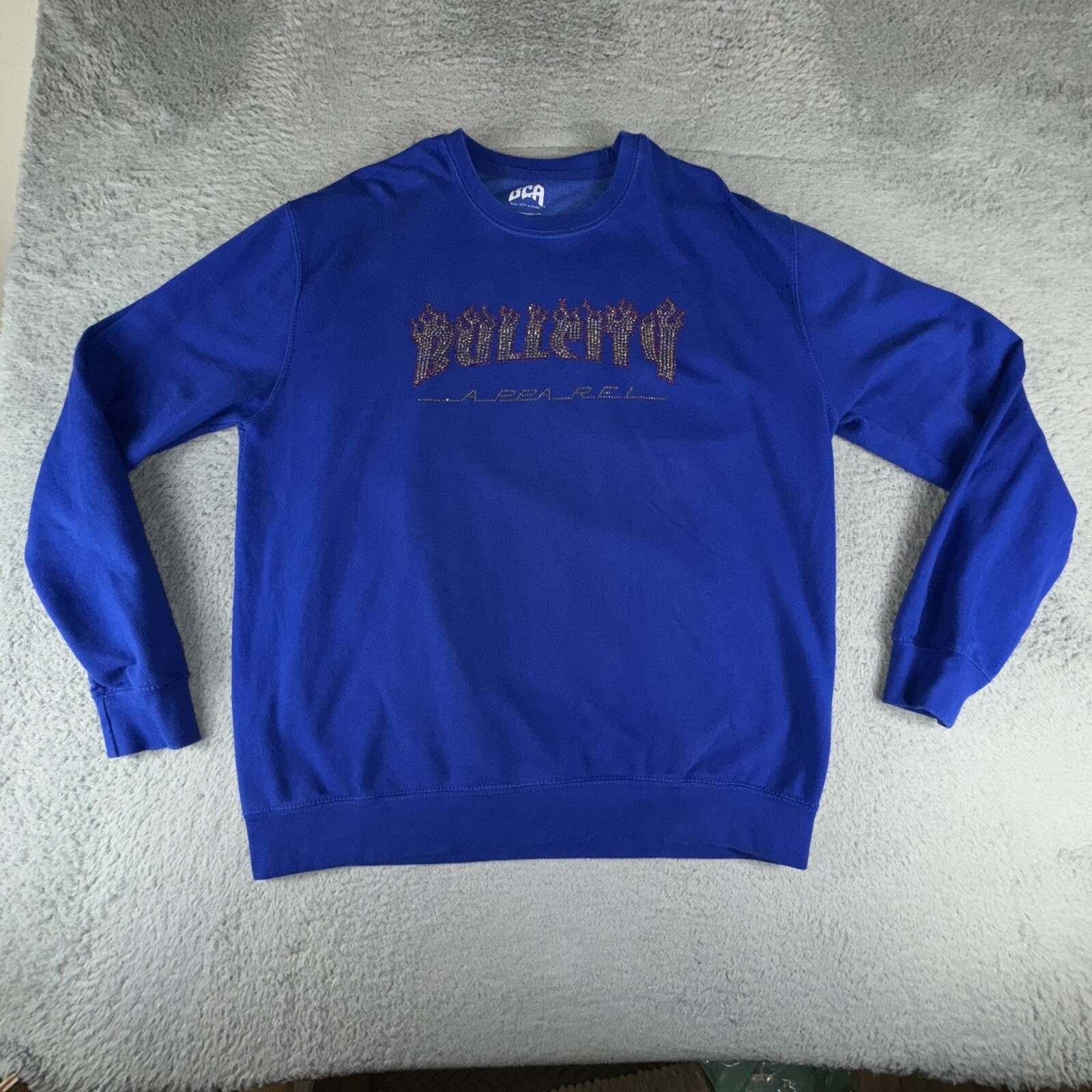 Durham Bulls Sweatshirt Womens XL Blue Sequins Bull City Ladies Swearer MiLB