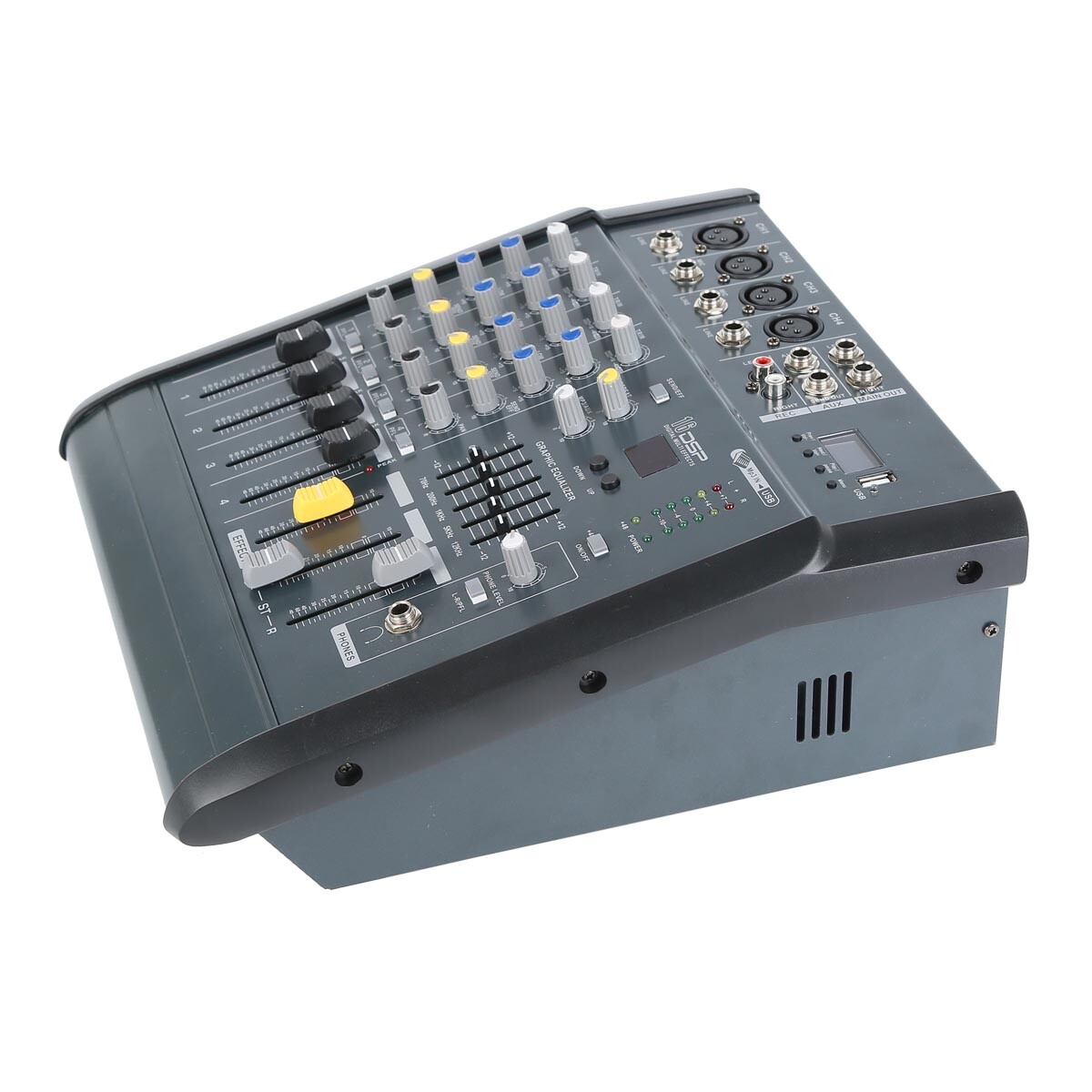 4 Channel Digital Powered Audio Bluetooth Audio Mixer Mixing Amplifier TRS 16DSP