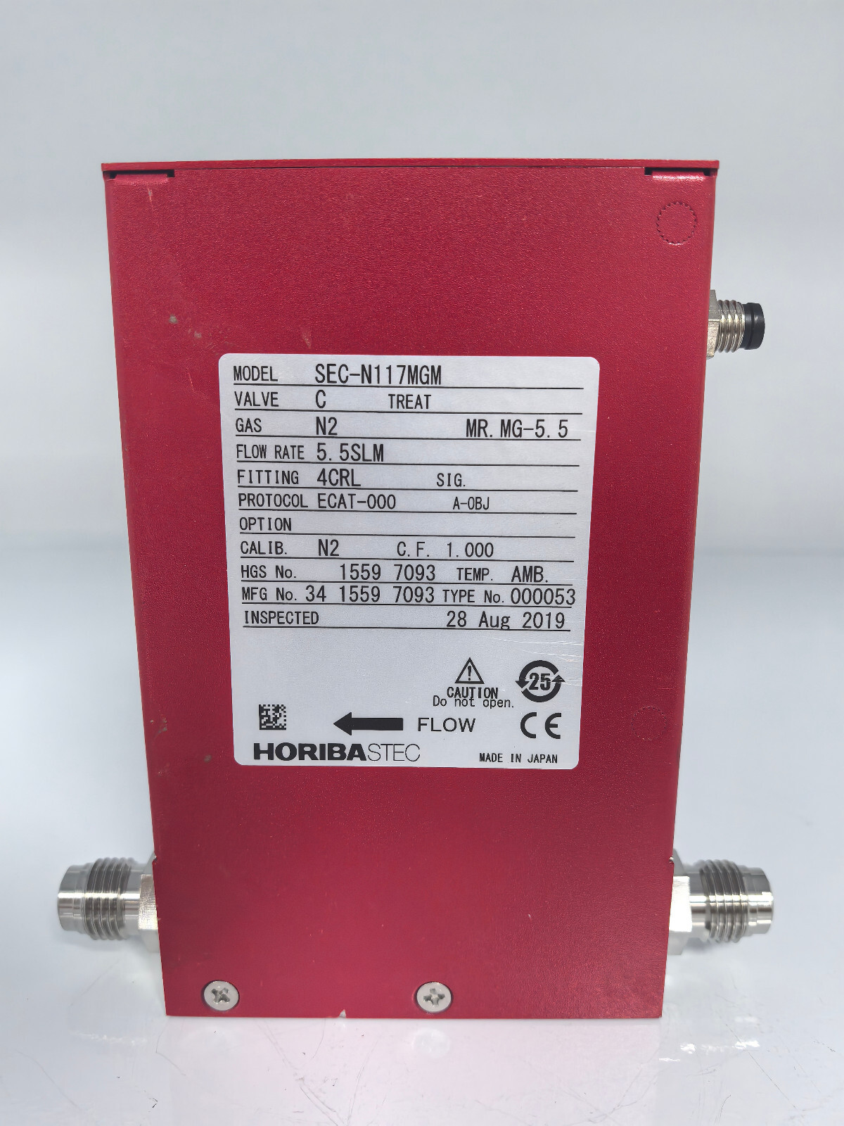 HORIBA  Mass Flow Controller SEC-N117MGM  N2 4.2SLM  4CRL   MFC ECAT MG-5.5
