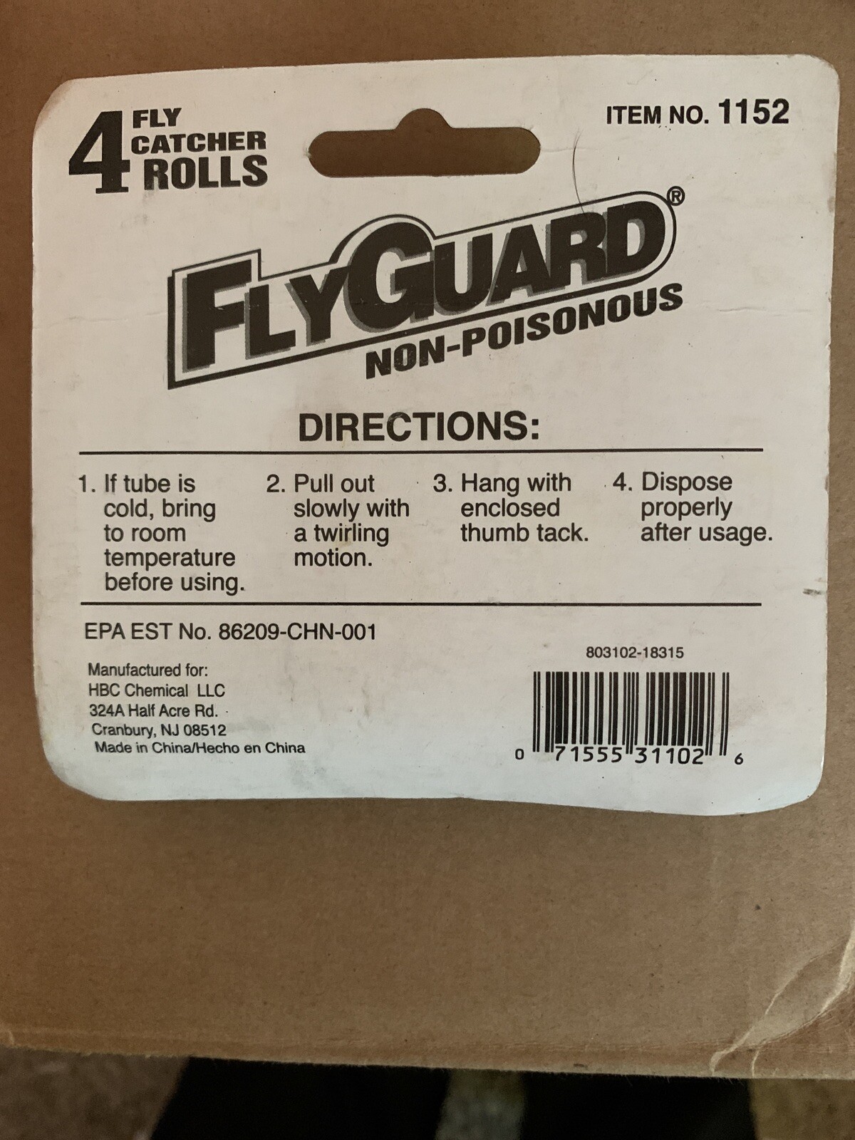 2 ~ Fly Guard Non-Poisonous (4/Pack) Disposable Rolls Insect Catcher # 1152